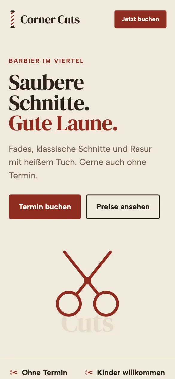 Der Beispielladen auf einem Smartphone, im Stil Klassisch