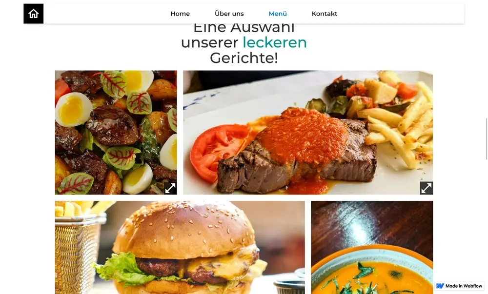 A preview of the restaurant layout's menu