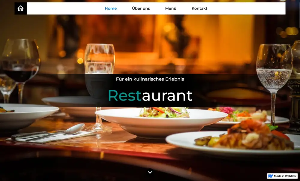 A preview of the restaurant2 layout's hero